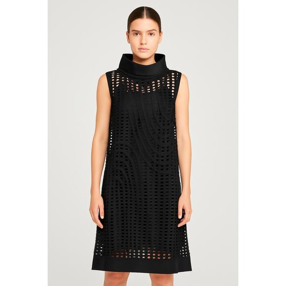 Pier Antonio Gaspari Black Mesh Perforated Net Cutout Retro Dress - Picture 2 of 11